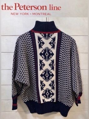THE PETERSON LINE Pattern Knit Sweater Navy – Size P/S